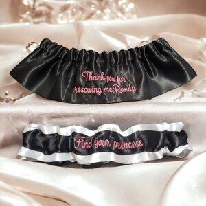 Thank you for rescuing me, (Your Name) & Find your princess Wedding Garter Set